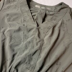 REI Coop Women's Large Utility Dress Olive Green Geometric Drawstring Waist